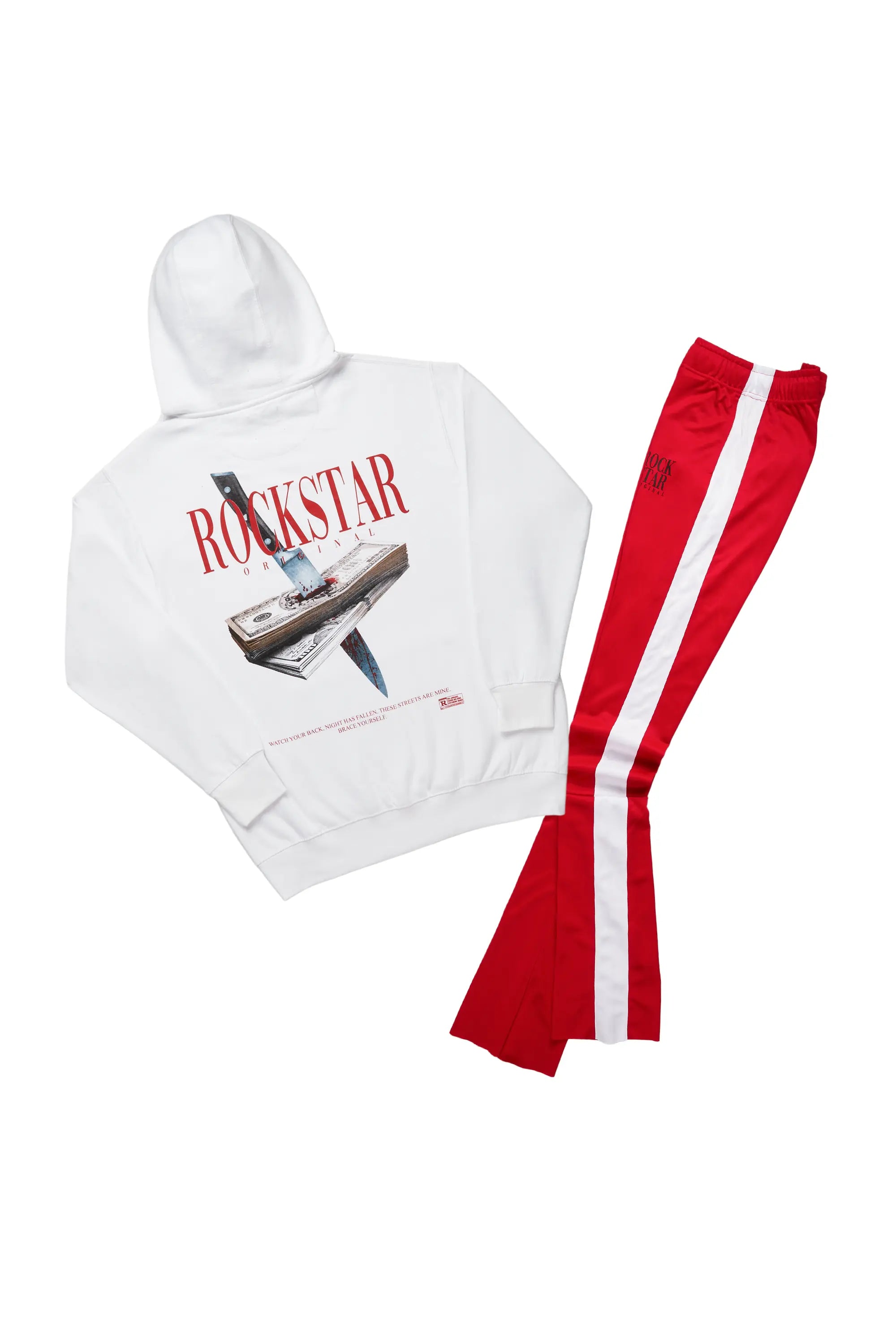 Dayte Nite White/Red Hoodie Super Stack Track Set