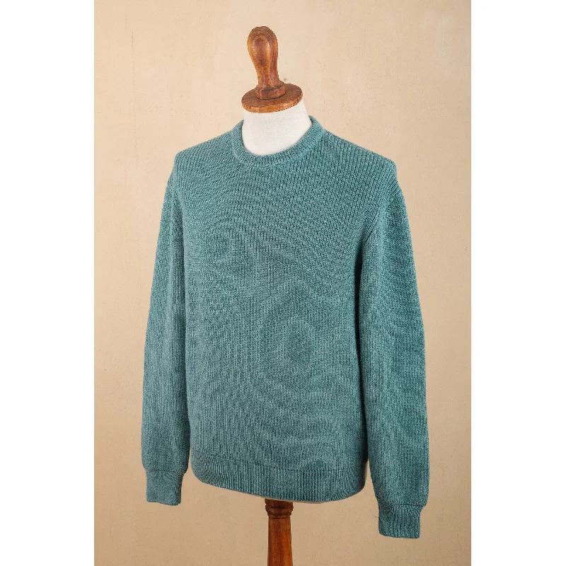 Novica Handmade Robins Egg Mens Blend Pullover Sweater