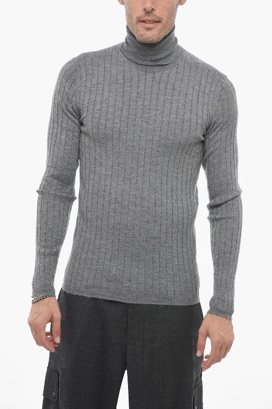 Prada Turtleneck Ribbed Pure Cashmere Sweater 50 Italian size