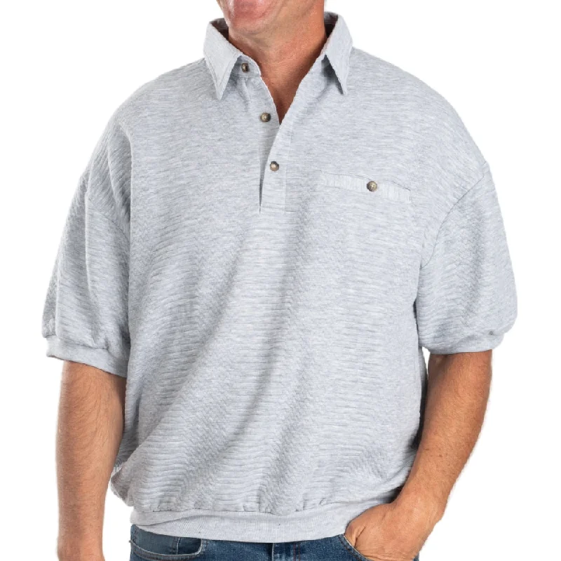 Classics By Palmland Solid French Terry Short Sleeve Banded Bottom Polo Shirt 6090-720 Grey Heather