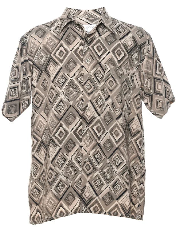 1990s Geometric Pattern Shirt - M