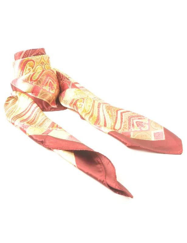 Maroon & Yellow Paisley Print Head Scarf - M