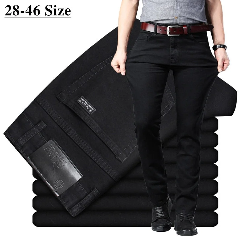 Men's Classic Black Jeans Elastic Slim Fit Denim Jean Trousers Male Business Casual Pants Brand