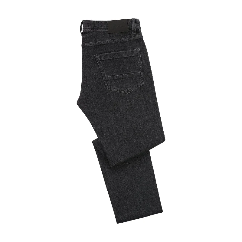 Slim-Fit Stretch-Cotton Jeans in Dark Grey