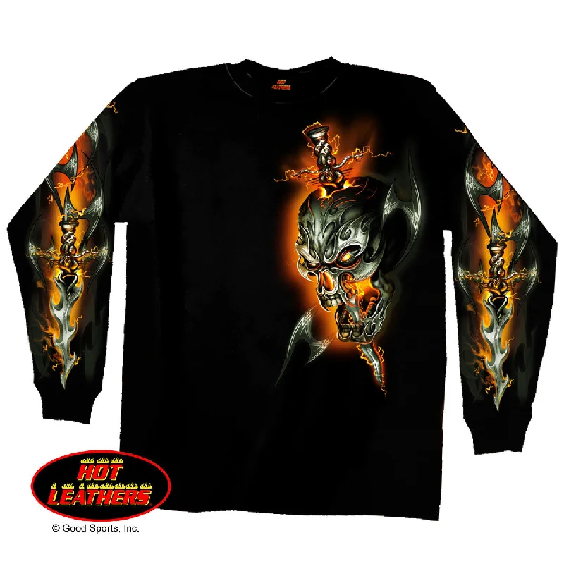 Electric Skull Long Sleeve T Shirt