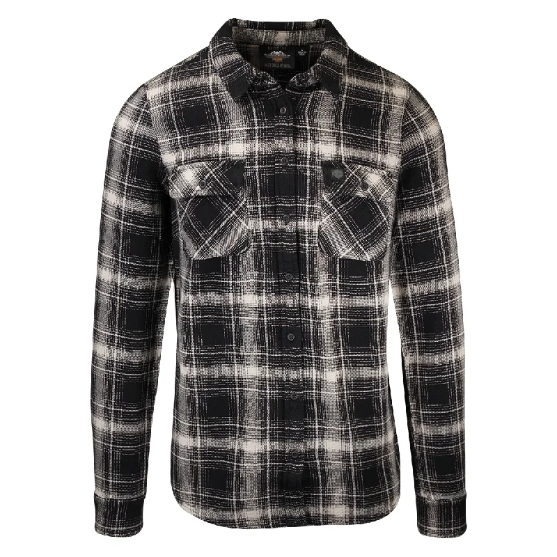 Branded  Men's Sage Grey Black Plaid L/S Woven Shirt (S14)