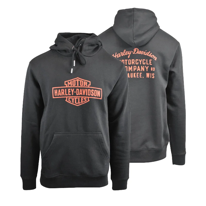 Harley-Davidson Branded Men's Hoodie Black Beauty Oil Can Bar & Shield Pullover (S02)