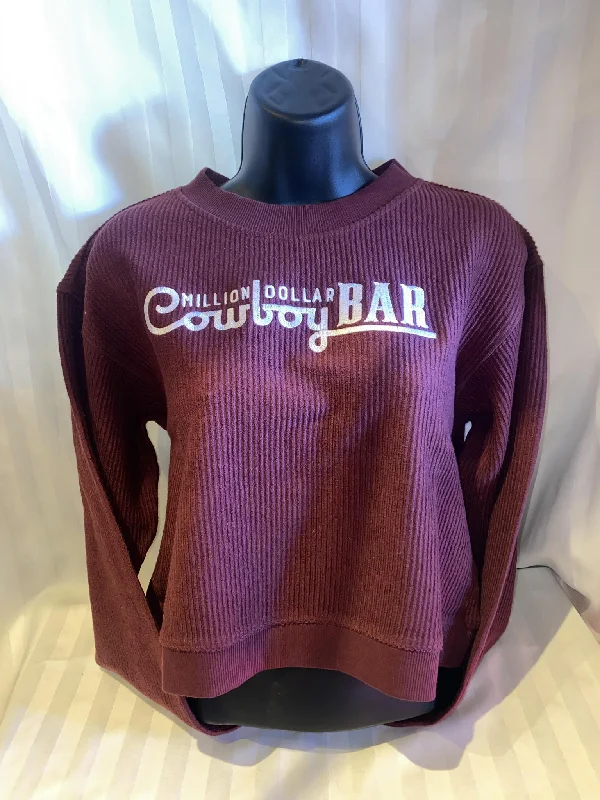 Long sleeve Crop Crew sweatshirt maroon