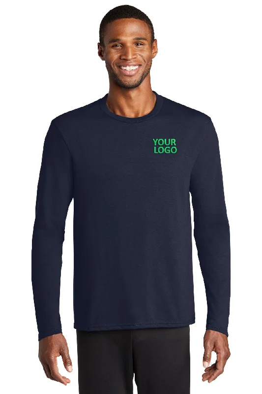 Port & Company Long Sleeve Performance Customized Blend Tee's, Deep Navy