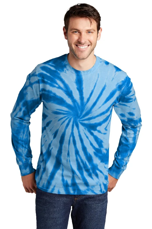 Port & Company Tie-Dye Long Sleeve Customized Printed Tee's, Royal