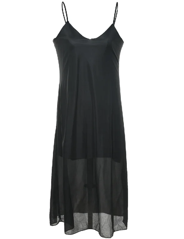 Black Classic Strappy Slip Dress - L