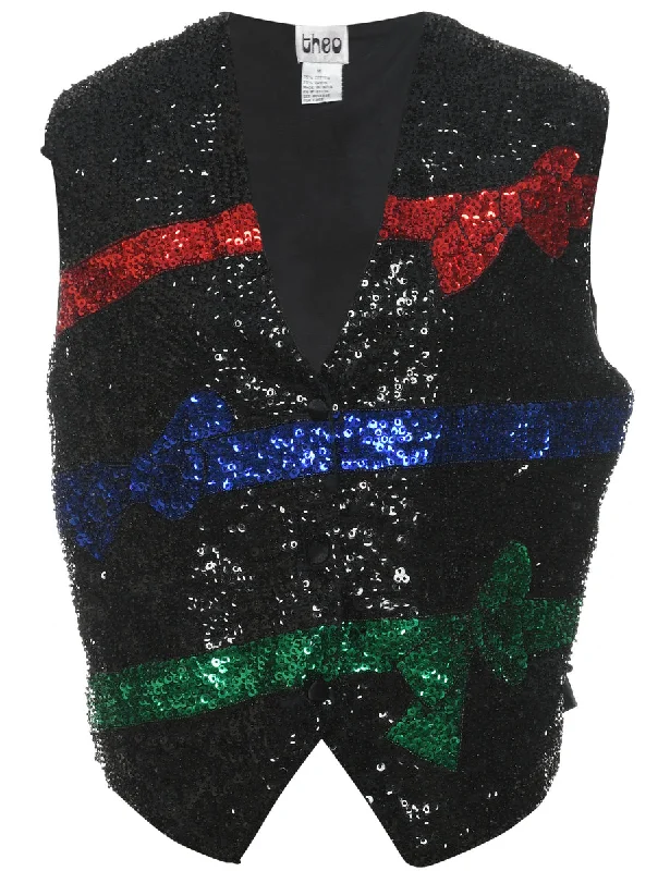 Black Sequined Waistcoat - M