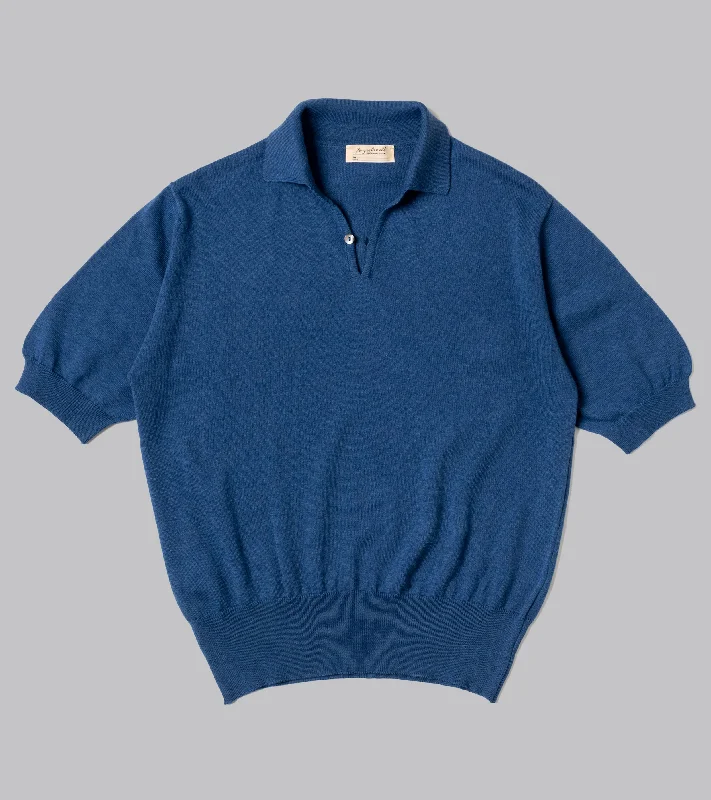 Bryceland's Cotton Short Sleeve ‘Skipper’ Polo Blue