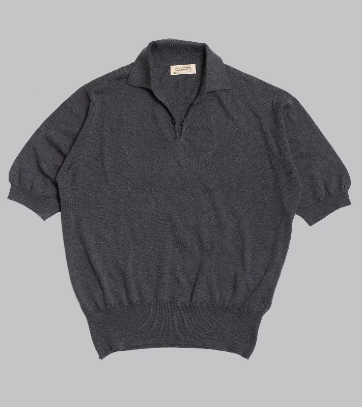 Bryceland's Cotton Short Sleeve ‘Skipper’ Polo Charcoal