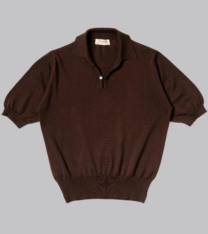 Bryceland's Cotton Short Sleeve ‘Skipper’ Polo Brown