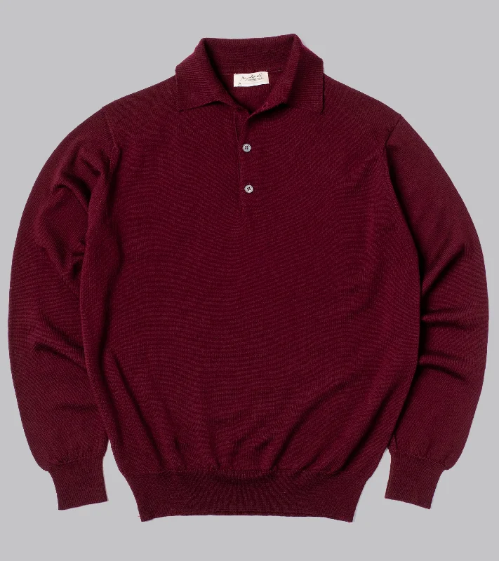 Bryceland's Merino Long-Sleeve Polo Claret