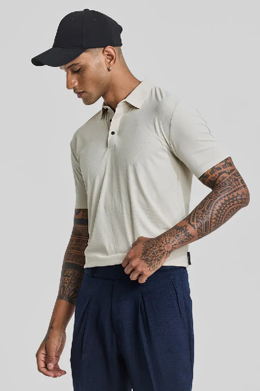 Cream Stitchless Polo T-Shirt