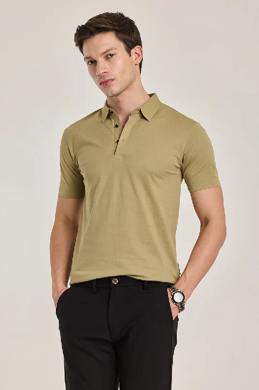 Olive Stitchless Polo T-Shirt